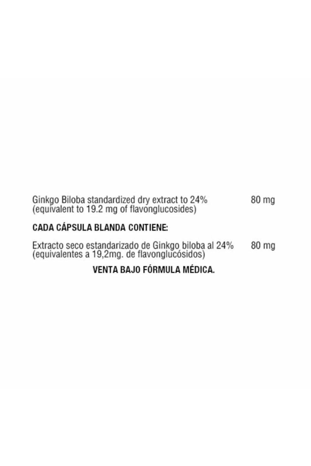 GINKGO BILOBA 80 MG 90 SOFTGELS - Imagen 2